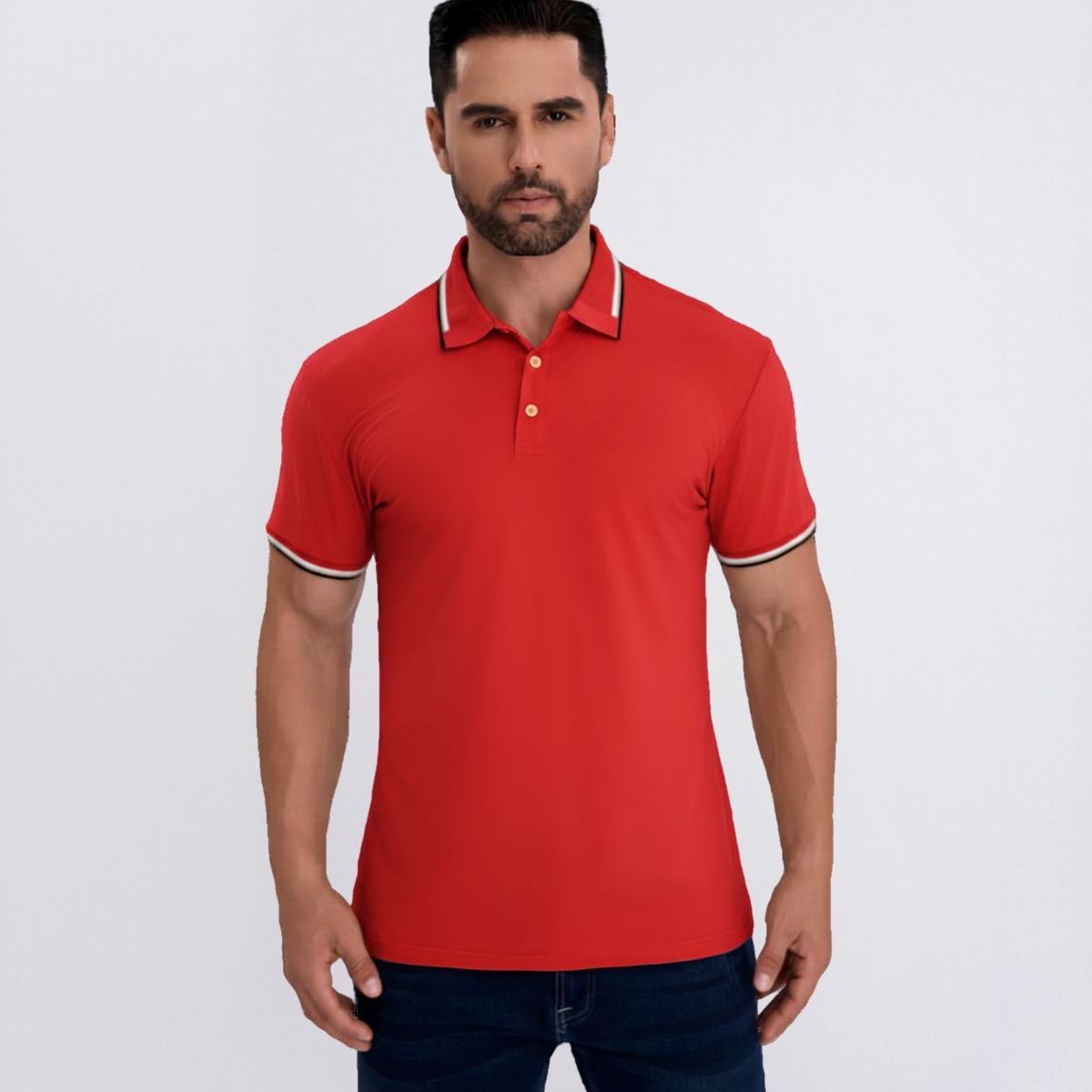 LIKE SHOP - Polera Piqué Líneas Hombre Manga Corta Algodón Primavera verano 6287