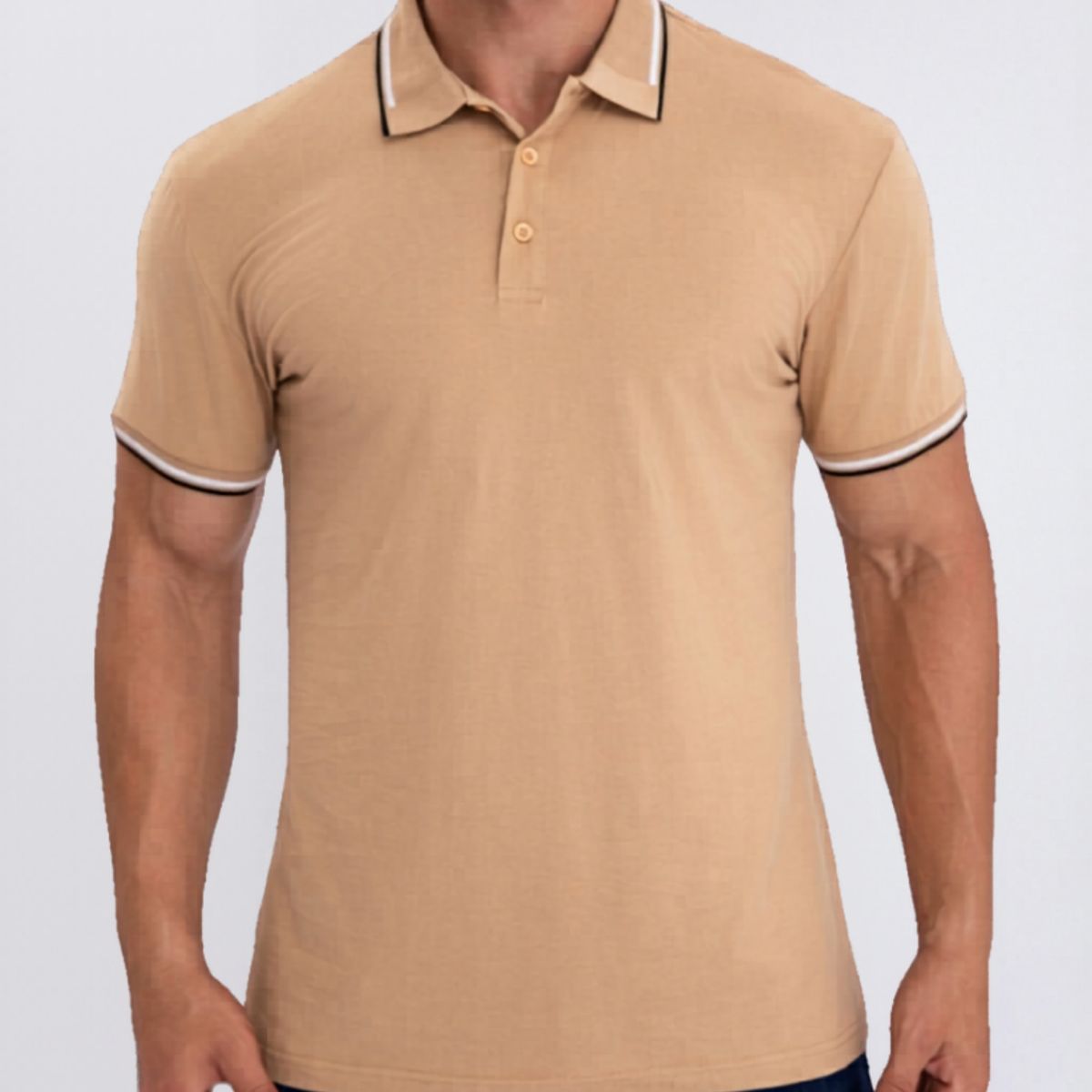 LIKE SHOP - Polera Piqué Líneas Hombre Manga Corta Algodón Primavera verano 6287