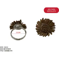GENERICO - Aro para servilletas (DISEÑO DE FLOR TEJIDA MARRON - 3.5CM) 39630