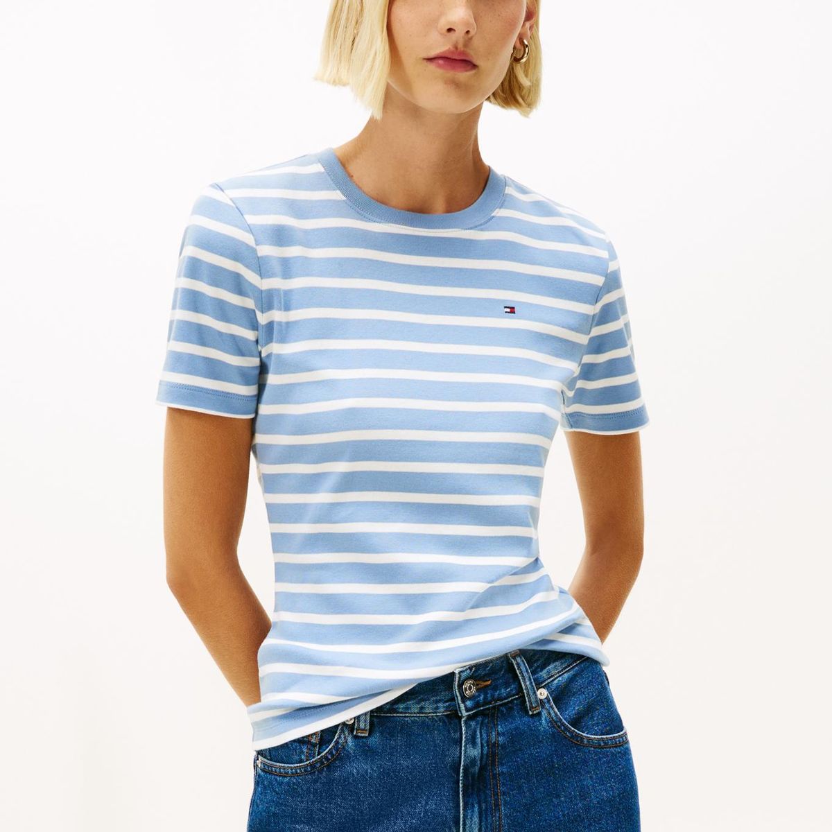 TOMMY HILFIGER - Polera Cody Slim Fit Celeste Tommy Hilfiger