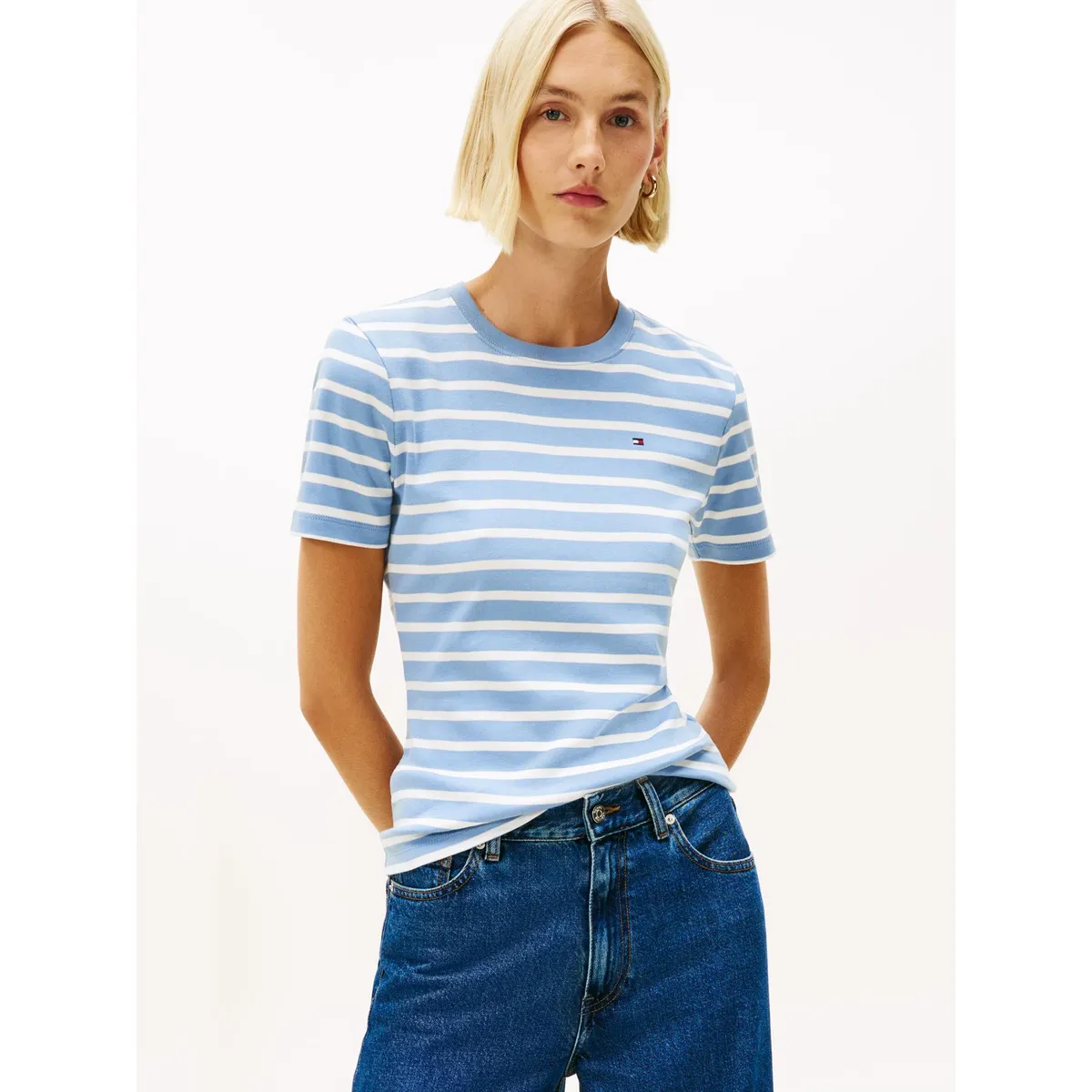 TOMMY HILFIGER - Polera Cody Slim Fit Celeste Tommy Hilfiger