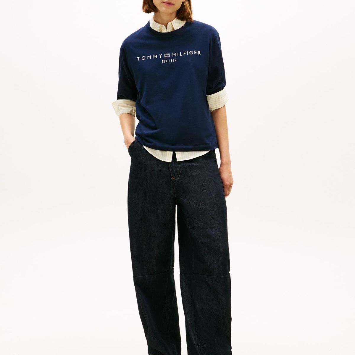 TOMMY HILFIGER - Polera Logo Gráfico Relaxed Fit Azul Tommy Hilfiger