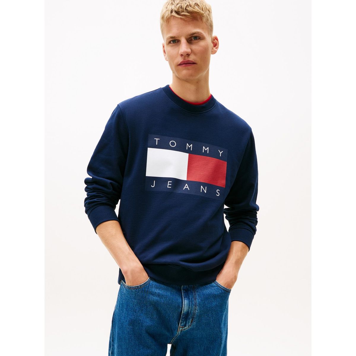 TOMMY HILFIGER - Polerón Con Bandera Estampada Azul Tommy Jeans