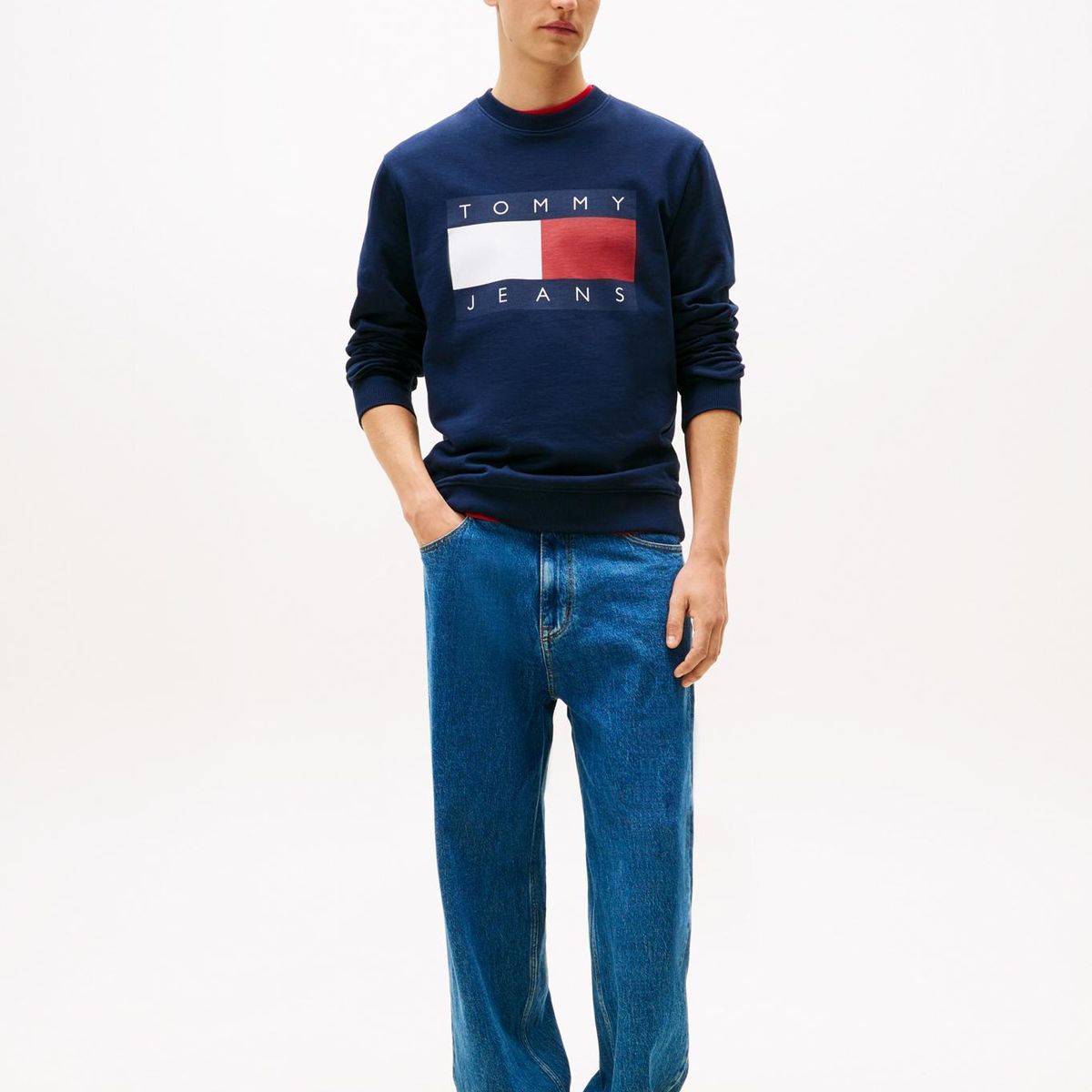 TOMMY HILFIGER - Polerón Con Bandera Estampada Azul Tommy Jeans