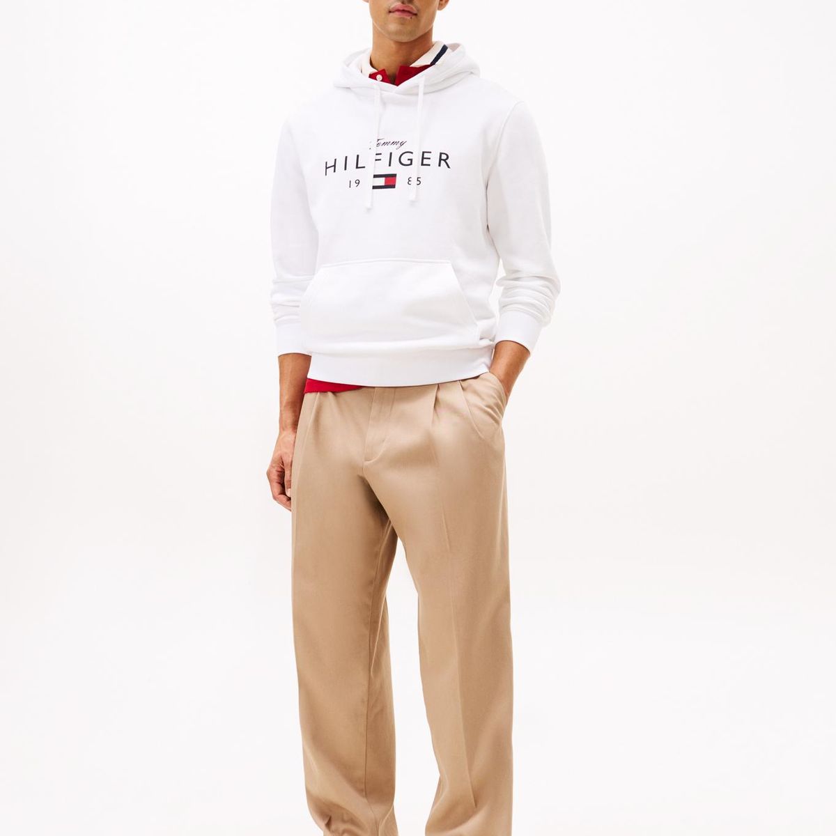 TOMMY HILFIGER - Polerón Hoodie Con Logo Blanco Tommy Hilfiger