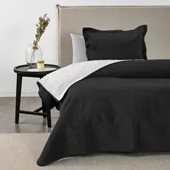 AMERICAN FAMILY - CUBRECAMA QUILT VELVET CON SHERPA GRAFITO 1.5 PLAZAS
