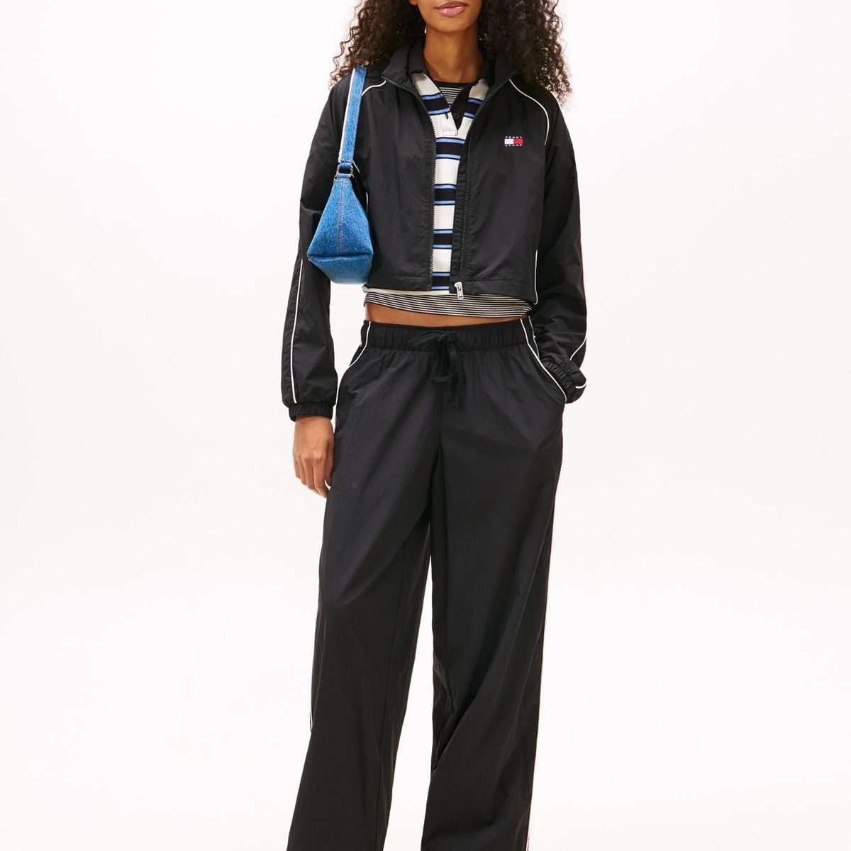 TOMMY HILFIGER - Chaqueta Tracker Cropped Negro Tommy Jeans
