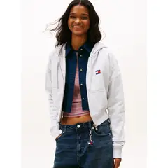 TOMMY HILFIGER - Polerón Hoodie Con Cierre Gris Tommy Jeans