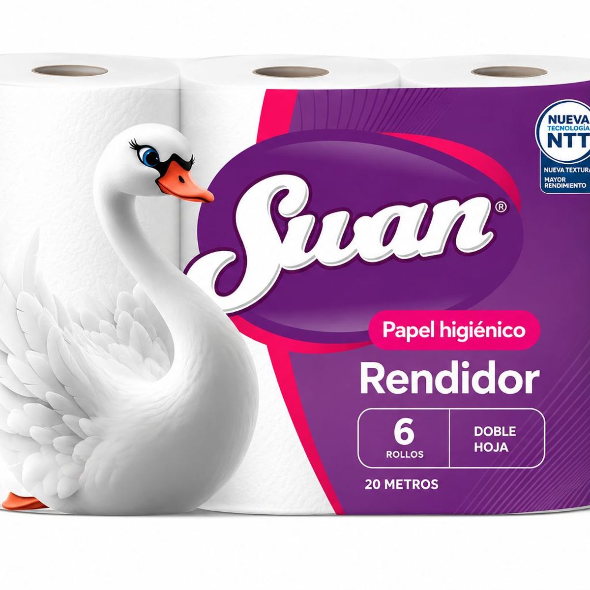 SWAN - Manga de Papel Higiénico – 48 Rollos de 20 metros – Swan
