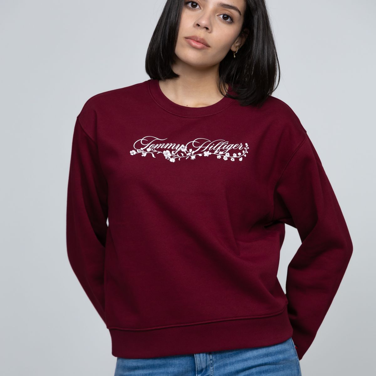 TOMMY HILFIGER - Polerón Con Logo Gráfico Burdeo Tommy Hilfiger
