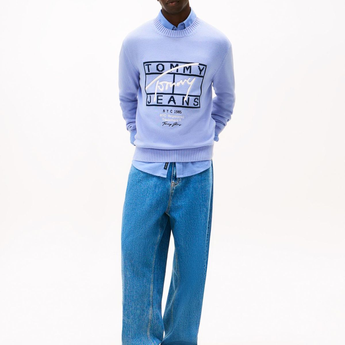 TOMMY HILFIGER - Sweater Con Logo Signature Regular Fit Celeste Tommy Jeans