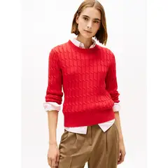 TOMMY HILFIGER - Sweater Essential De Punto Cable Rojo