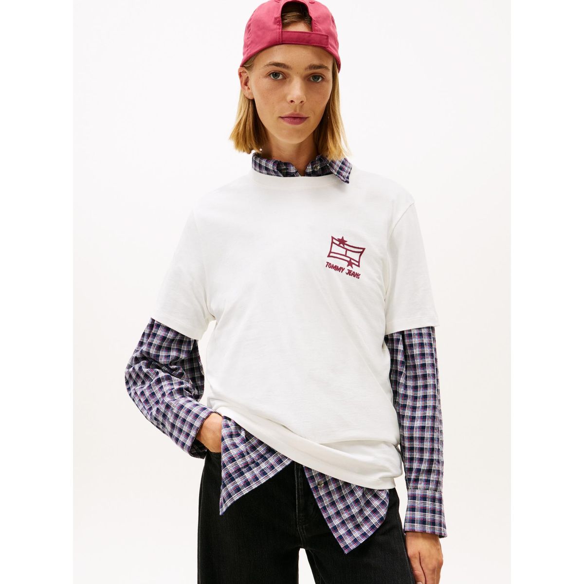 TOMMY HILFIGER - Polera Con Logo Gráfico Relaxed Fit Blanco Tommy Jeans