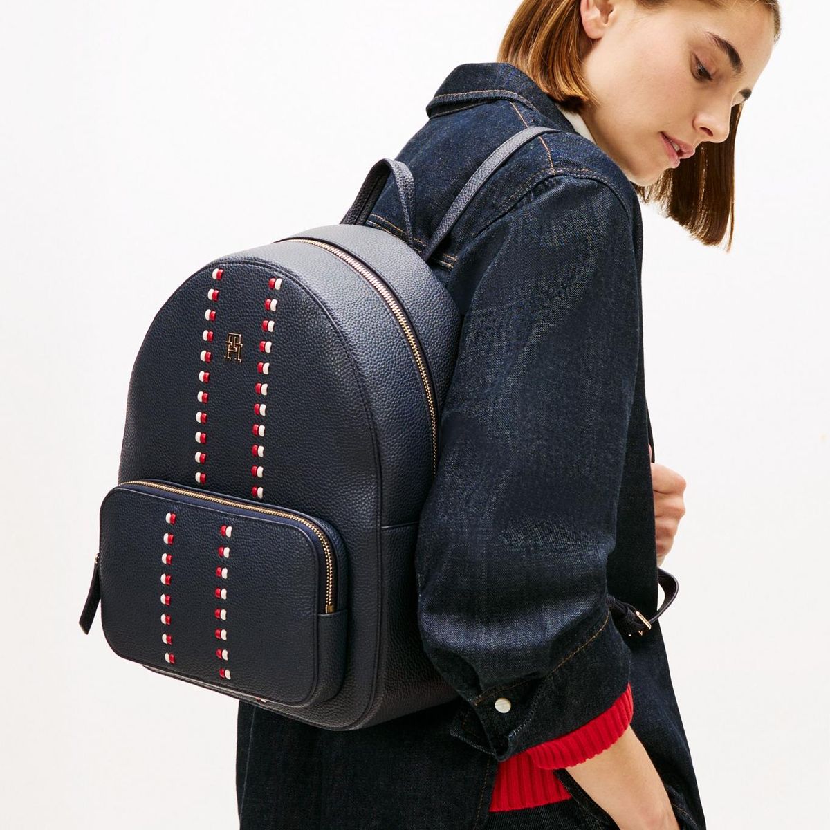 TOMMY HILFIGER - Mochila Con Cinta Tonal Distintiva Azul Tommy Hilfiger