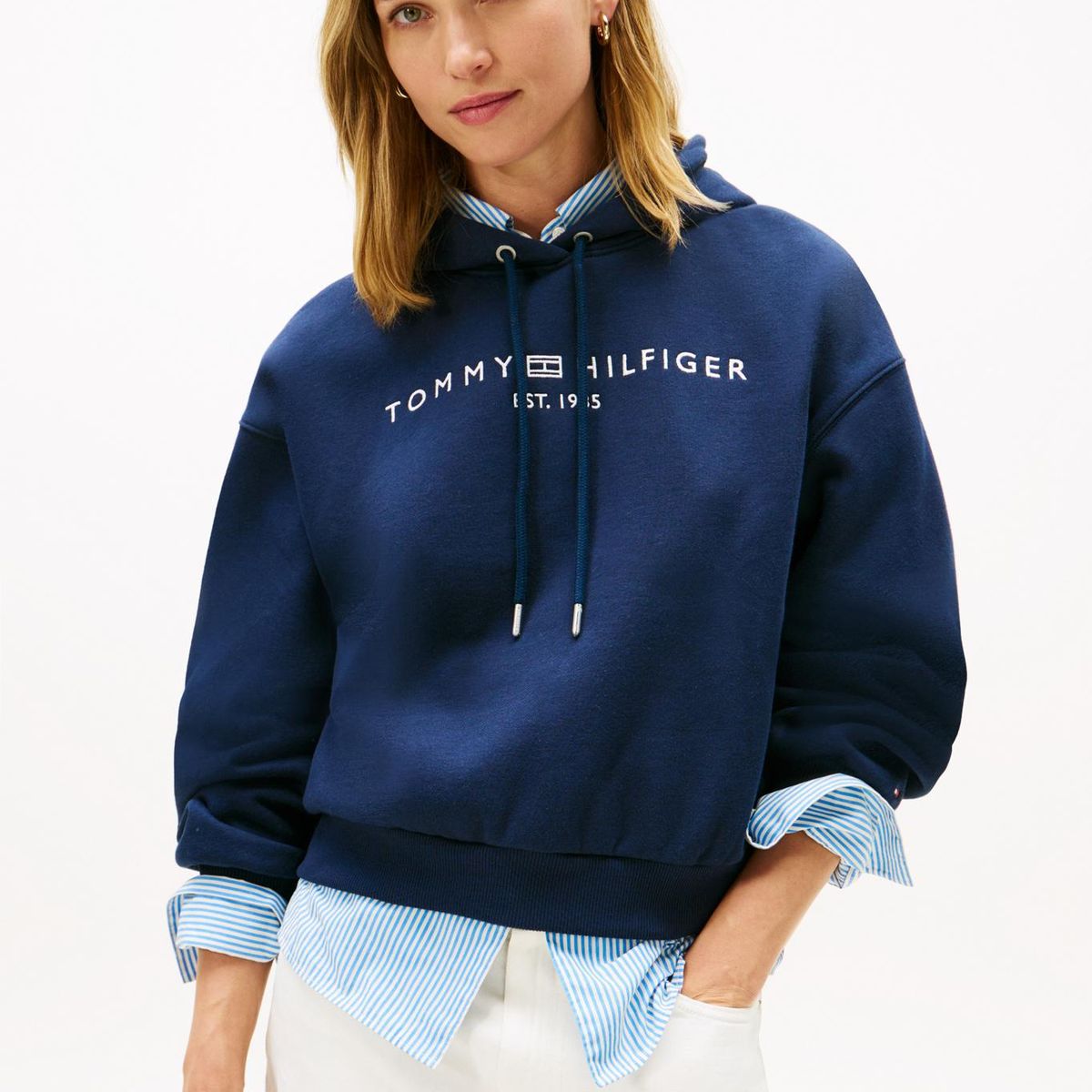 TOMMY HILFIGER - Polerón Hoodie De Felpa Relaxed Fit Azul Tommy Hilfiger