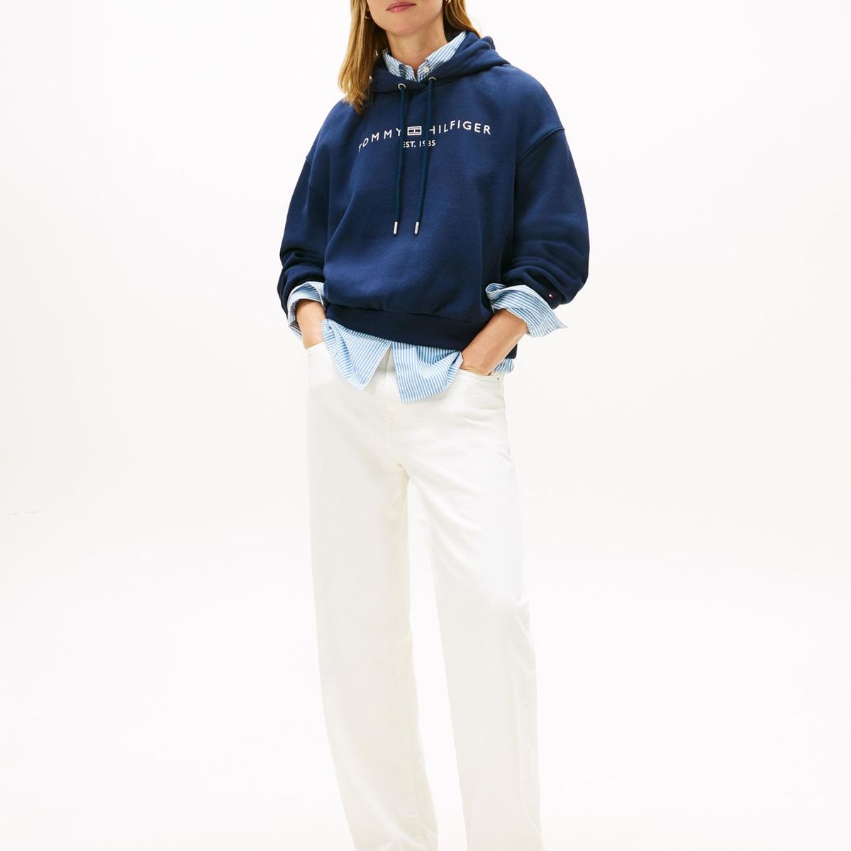 TOMMY HILFIGER - Polerón Hoodie De Felpa Relaxed Fit Azul Tommy Hilfiger