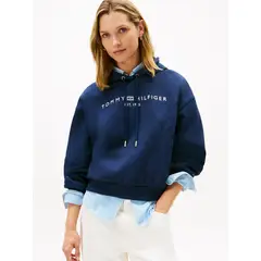 TOMMY HILFIGER - Polerón Hoodie De Felpa Relaxed Fit Azul
