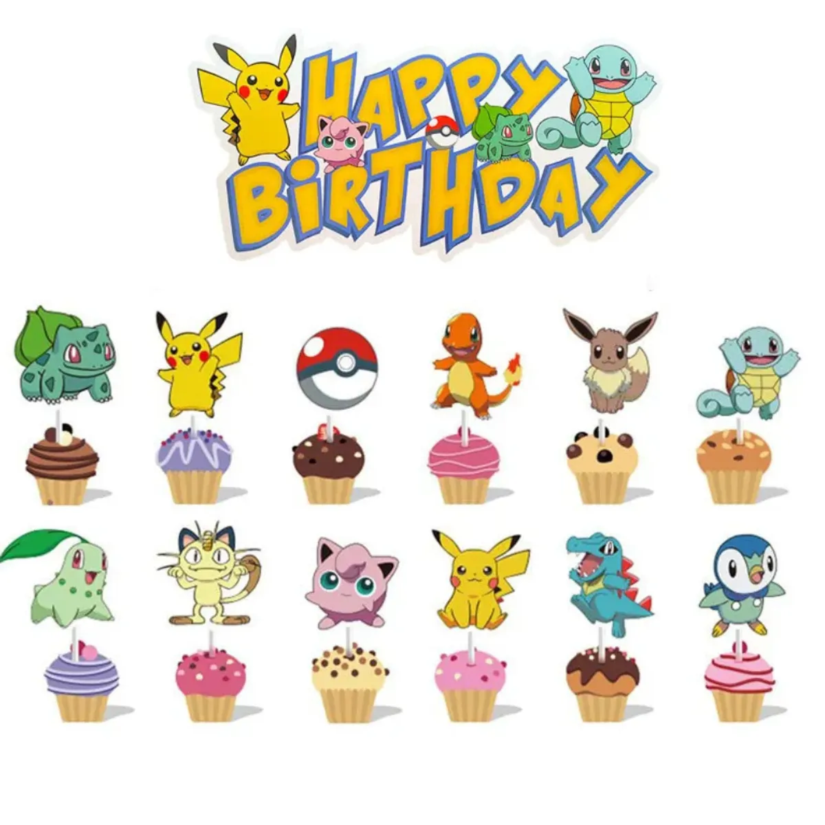 GENERICO - Kit Decoracion Cumpleaños Pokemon Cotillon Globos