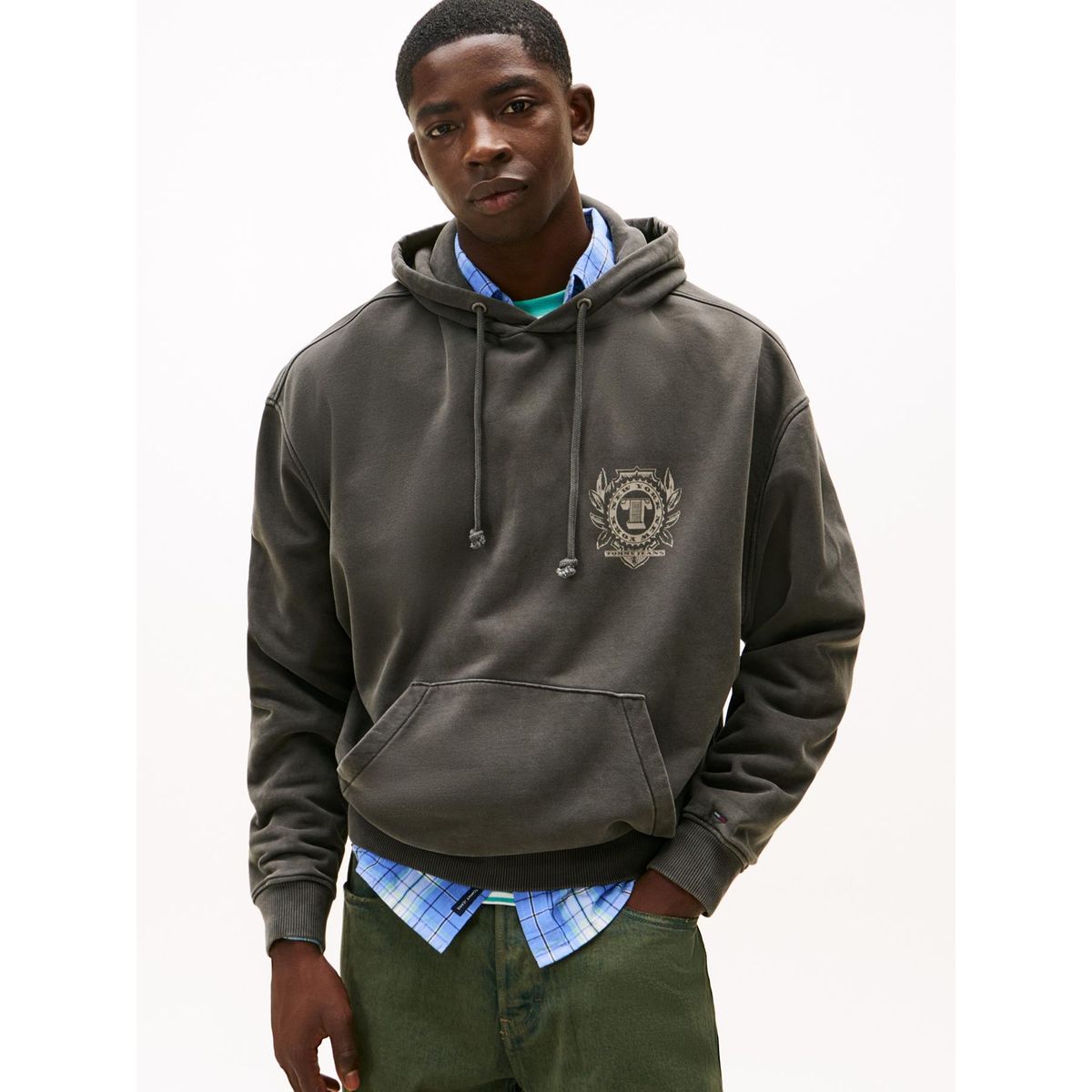 TOMMY HILFIGER - Polerón Hoodie Con Logo Gráfico Gris Tommy Jeans