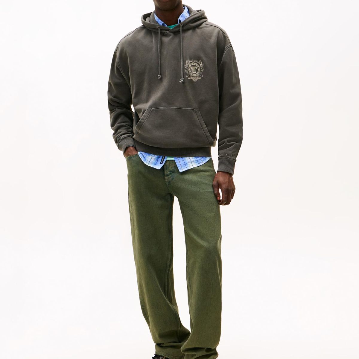 TOMMY HILFIGER - Polerón Hoodie Con Logo Gráfico Gris Tommy Jeans