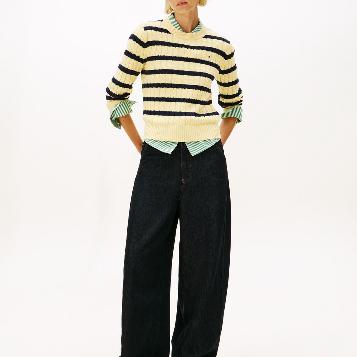 TOMMY HILFIGER - Sweater Essential De Punto Cable Amarillo Tommy Hilfiger