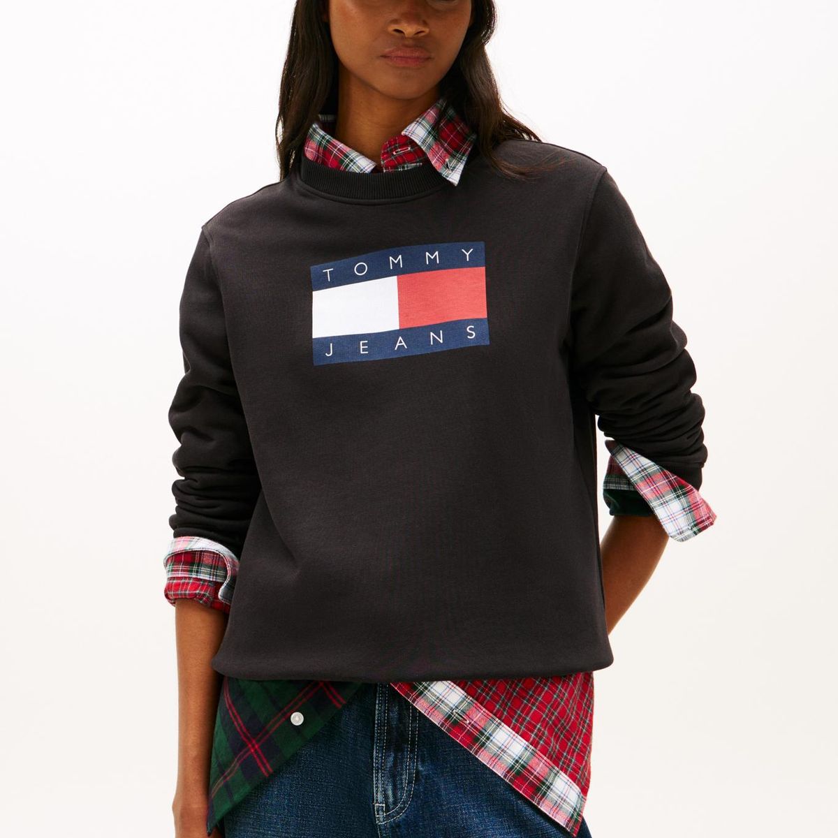 TOMMY HILFIGER - Polerón Con Logo Tonal Negro Tommy Jeans