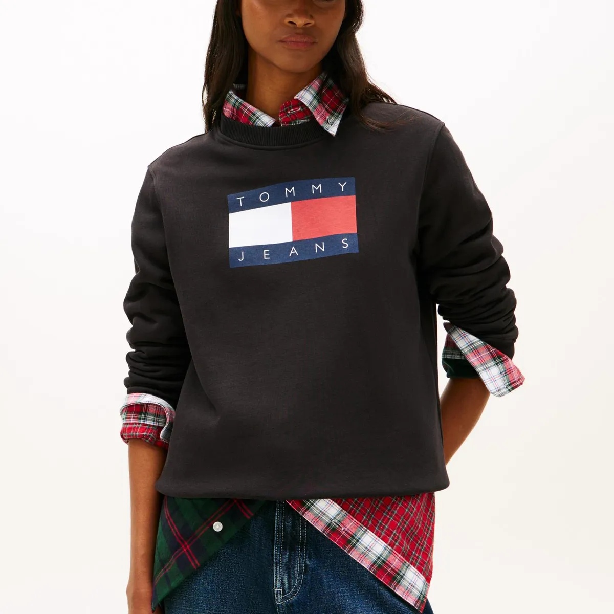 TOMMY HILFIGER - Polerón Con Logo Tonal Negro Tommy Jeans
