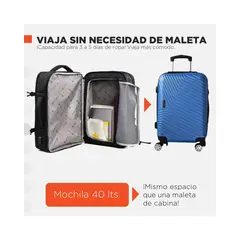 GENERICO - Mochila Para Viaje 40l Nylon +usb Negro Labg
