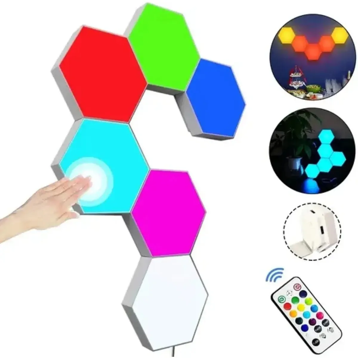GENERICO - Luz Led Táctil Hexagonal Iluminación Decorativa en Pared