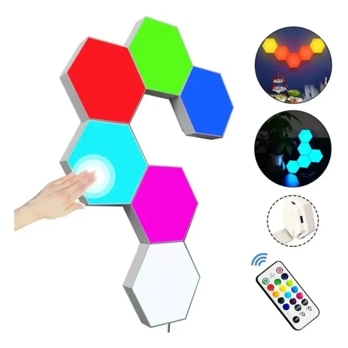 GENERICO - Luz Led Táctil Hexagonal Iluminación Decorativa en Pared