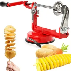IRM - Cortadora De Papas X3 Espiral Manual Acero Inoxidable Con Ventosa Base Firme Para Cocina Y Hogar