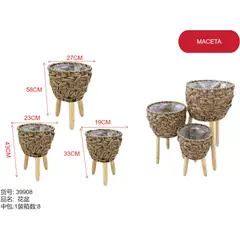 GENERICO - Set 3 maceteros (TEJIDO MARRON OSCURO) 39908