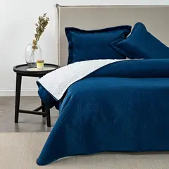 AMERICAN FAMILY - CUBRECAMA QUILT VELVET CON SHERPA PETROLEO 2 PLAZAS