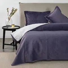 AMERICAN FAMILY - CUBRECAMA QUILT VELVET CON SHERPA MALVA 2.5 PLAZAS