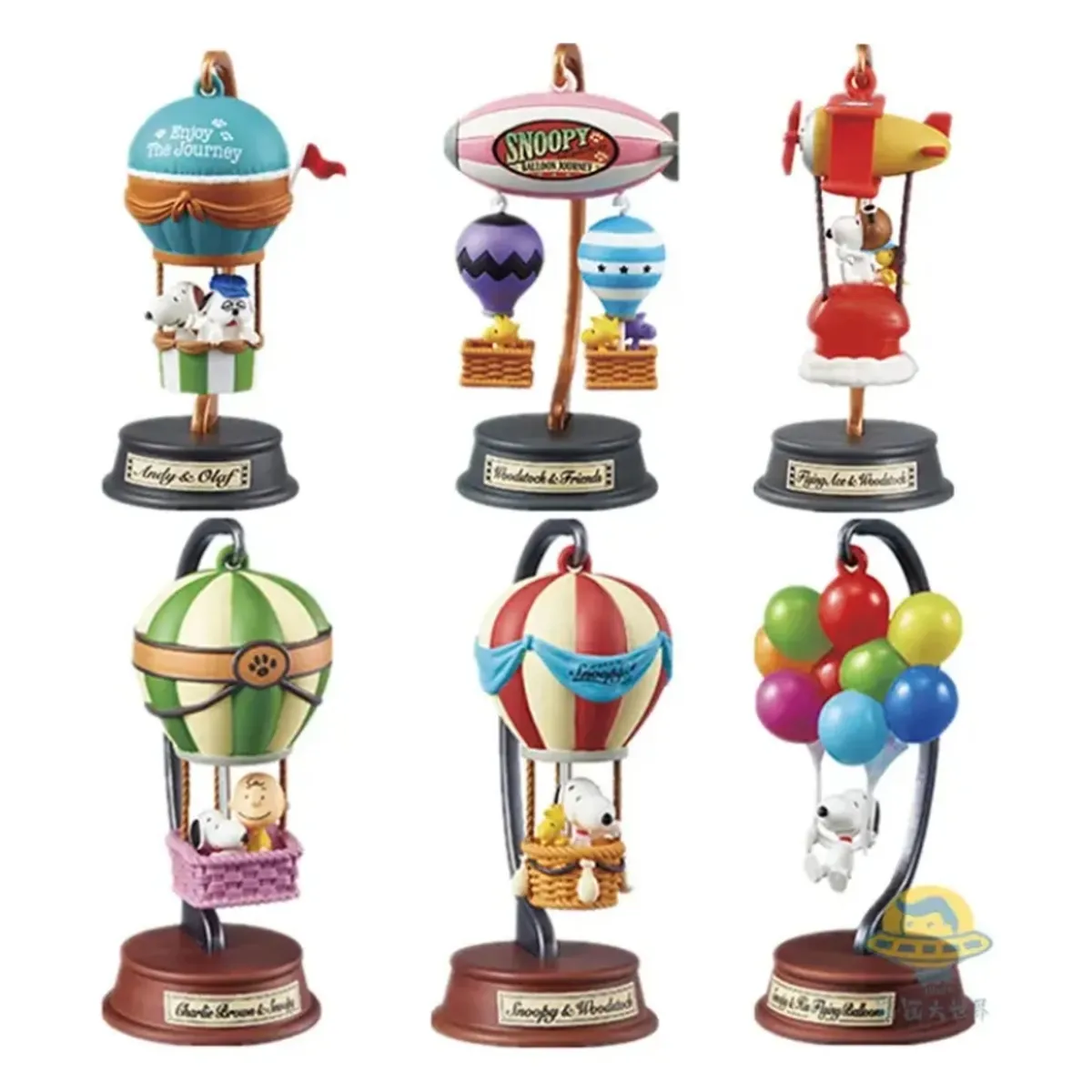 GENERICO - 1 Figura Al Azar Snoopy Peanuts Coleccionable Balloon Journey