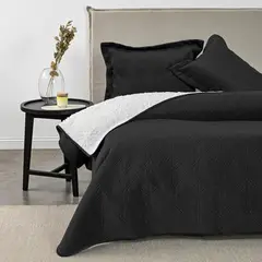 AMERICAN FAMILY - CUBRECAMA QUILT VELVET CON SHERPA GRAFITO 2.5 PLAZAS