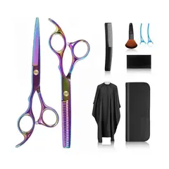GENERICO - Set Tijera Filo Navaja+esculpidora Tornasol Estuche Y Acs BELUG