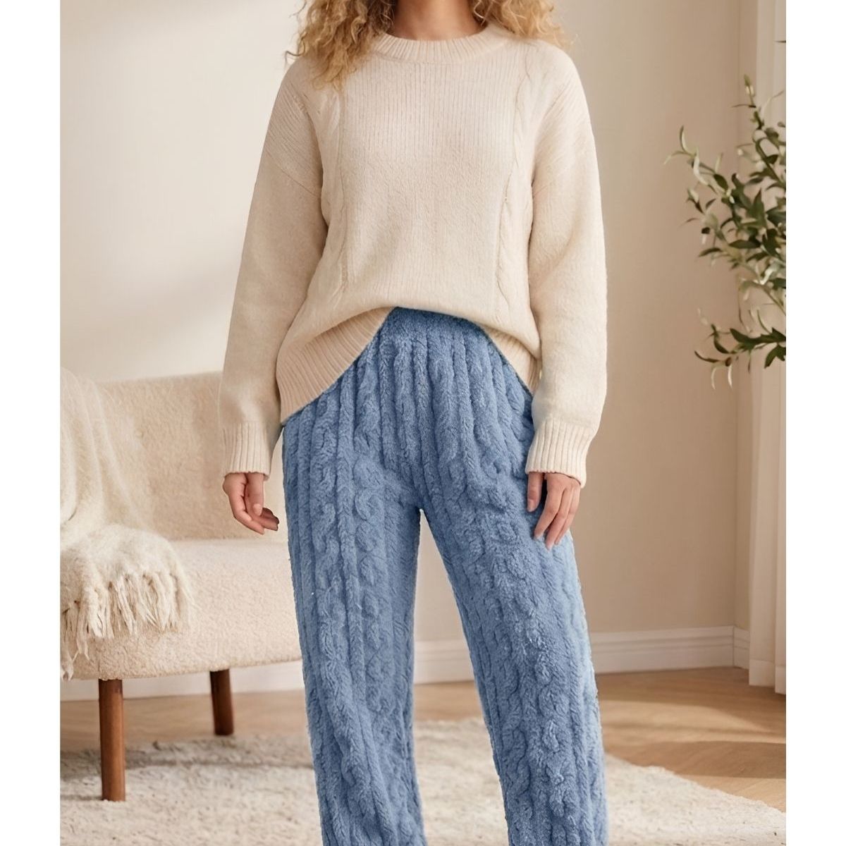 LIKE SHOP - Pantalón Polar Mujer Térmico Grueso Invierno Suave Premium 1085