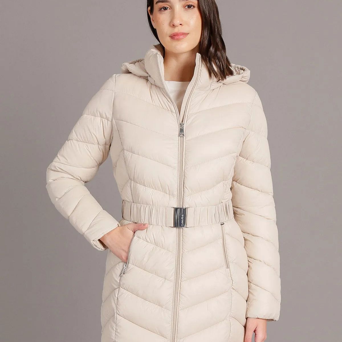 CALVIN KLEIN - Parka Larga Puffer con Gorro