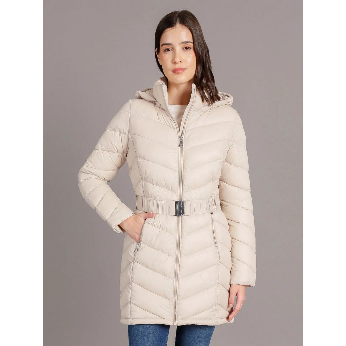 CALVIN KLEIN - Parka Larga Puffer con Gorro