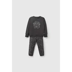 COLLOKY - Pijama algodón largo niño negro 2A a 12A