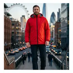 EKOL TACTICA MILITAR - Chaqueta Cortaviento Con Forro De Polar Impermeable Roja Cuello Desmontable