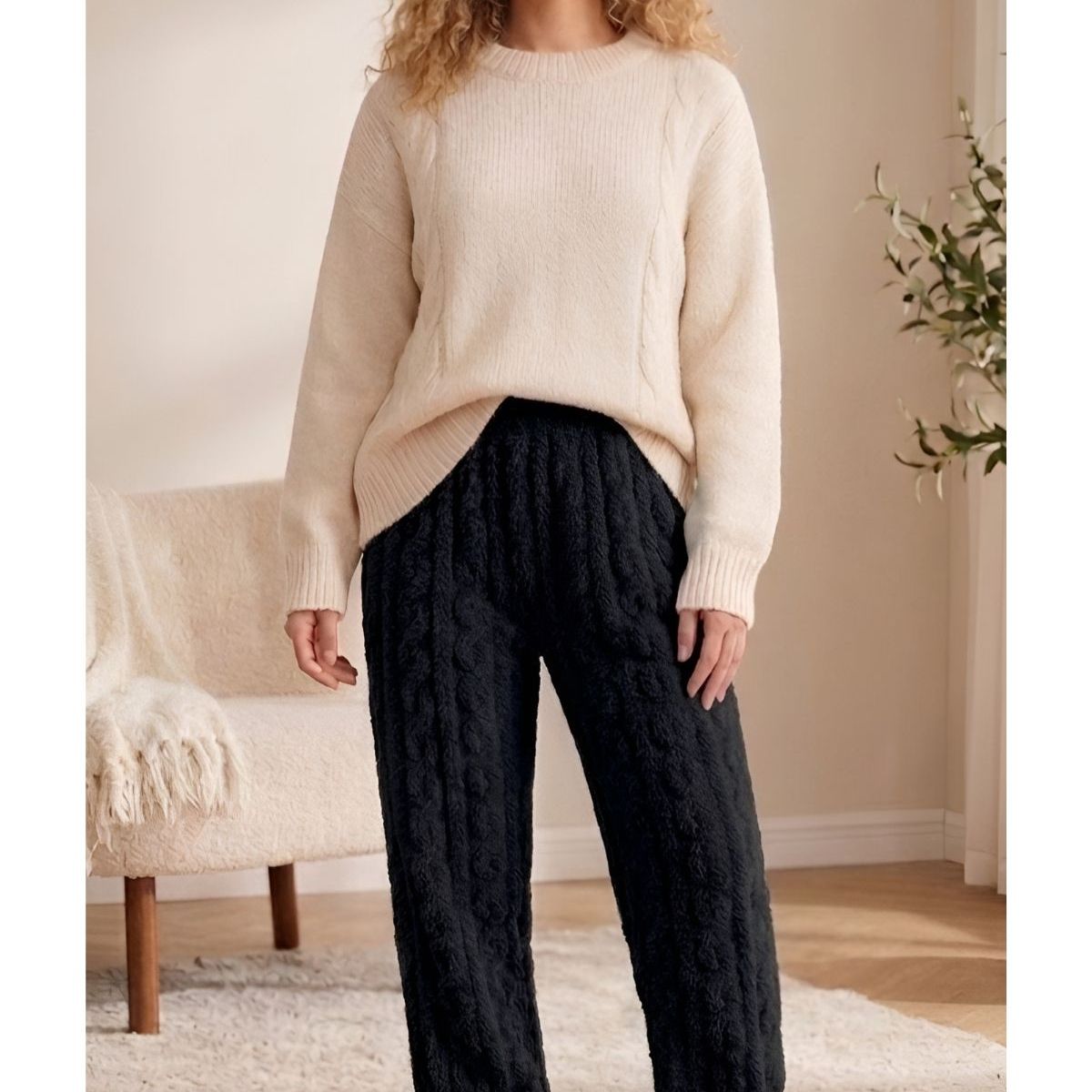 LIKE SHOP - Pantalón Polar Mujer Térmico Grueso Invierno Suave Premium 1085
