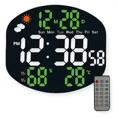 IRM - Reloj Digital Pared Led Pantalla Gigante Temperatura Humedad Alarma Fecha Clima Oficina Casa