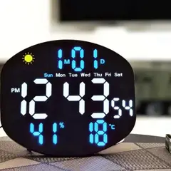 IRM - Reloj De Pared Digital Grande Temperatura Humedad Calendario Alarma Control Remoto Moderno