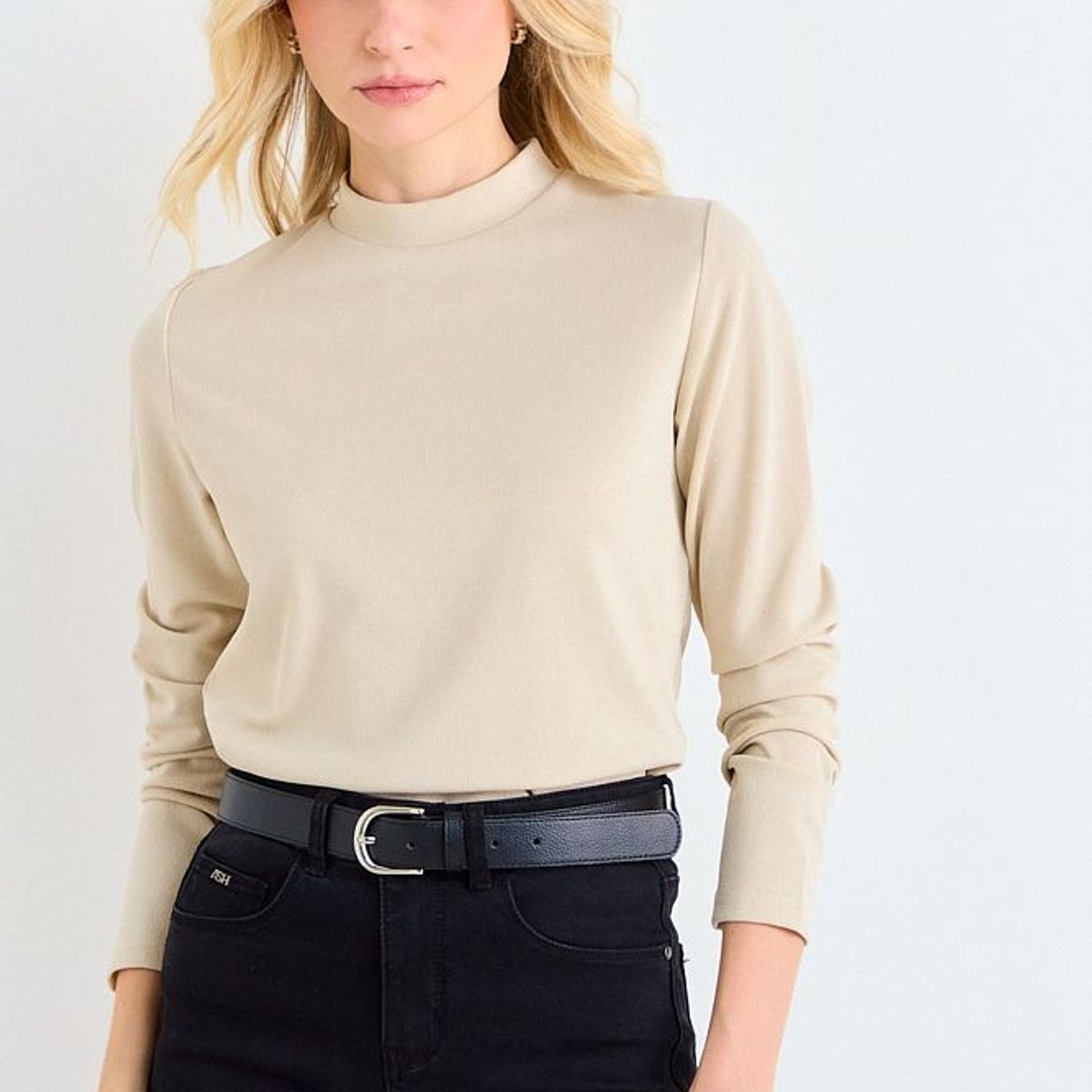 ASH - Polera Manga Larga Lisa Mujer Avellana Ash