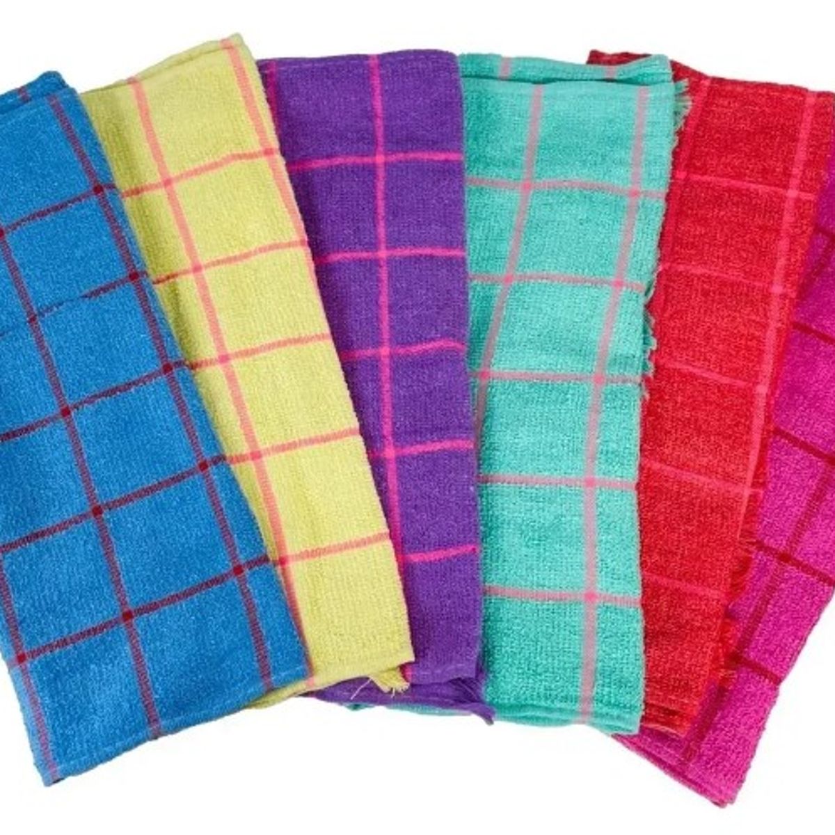 EVERSO - Set 12 Paños De Algodón Cocina Cuadros De Colores Surtidos