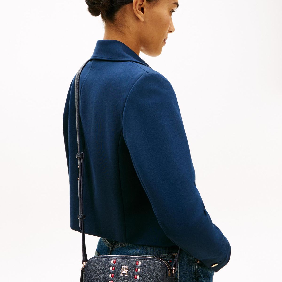 TOMMY HILFIGER - Cartera Bandolera Con Cinta Distintiva Azul Tommy Hilfiger