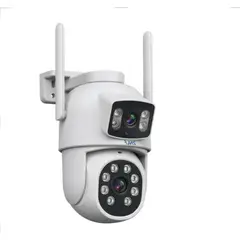 TASBEL - Camara Seguridad WiFi doble lente Vision Nocturna Audio Bidireccional Inalambrica Nube MicroSD