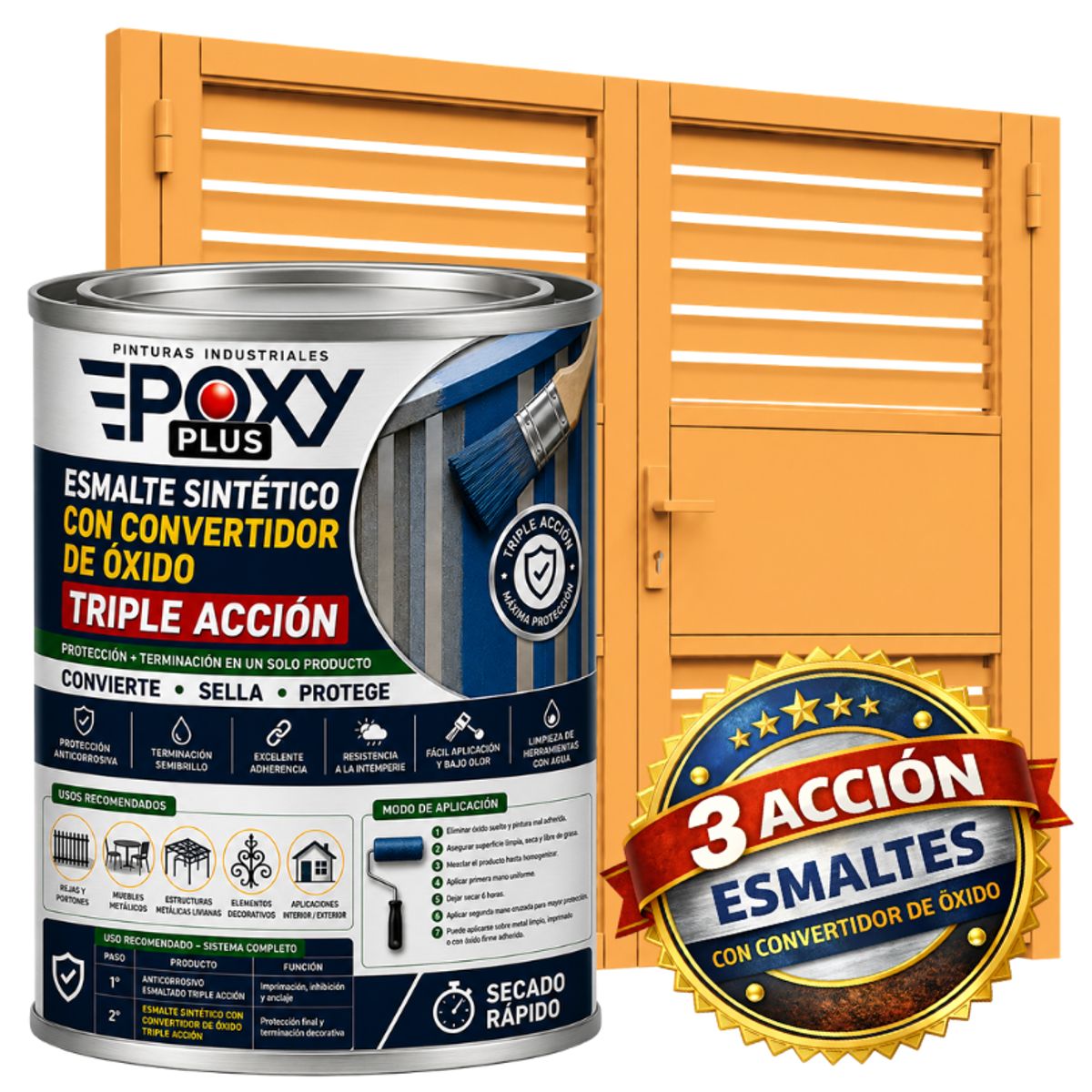 EPOXY - ESMALTE SINTETICO - CONVERTIDOR OXIDO - 1-32 GALÓN -  AMARILLO AZAFRÁN